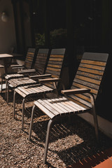 wooden chairs in the garden