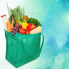 Full shopping  bag, isolated over  background