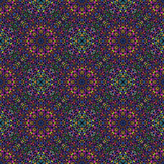 Abstract kaleidoscope mosaic ethno pattern background art - seamless bohemian spiritual geometrical colorful oriental vector wallpaper design