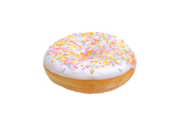 Sweet tasty donut isolated on white.