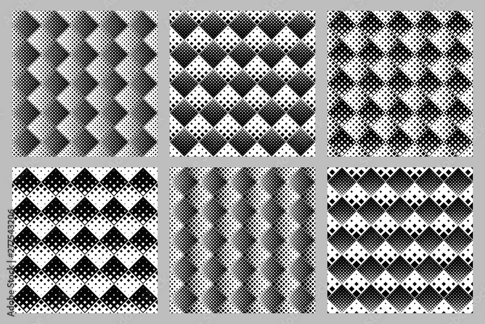 Poster geometrical seamless square pattern background design set - abstract vector graphic from diagonal sq