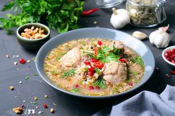 Kharcho Soup with Chicken and Herbs, Georgian Cuisine