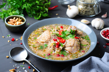 Kharcho Soup with Chicken and Herbs, Georgian Cuisine
