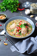 Kharcho Soup with Chicken and Herbs, Georgian Cuisine
