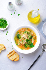 Vegetable Soup with Rice and Chicken, Tasty Food
