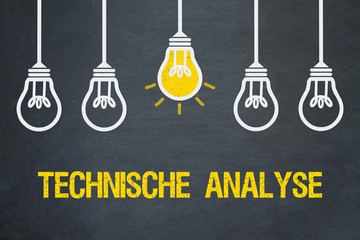 Technische Analyse / Tafel mit Glühbirnen