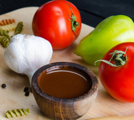 Ingredients ready for italian pasta sauce