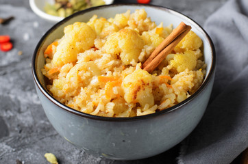 Cauliflower Rice, Indian Rice with Cinnamon and Spices