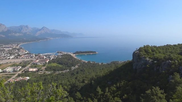 Turkey, Kemer. View from Chalysh mountain on city Kemer. Point of view, hand held