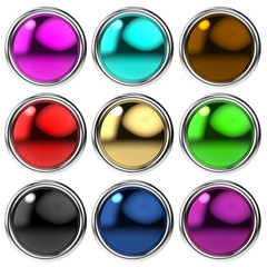 Glossy round buttons in different colour.