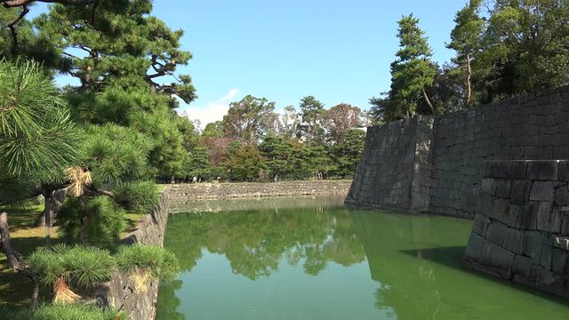 Inner fortress moat of the Nijo Castle. Kyoto, Kansai, Japan.