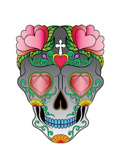 Art Sugar Skull Day of the dead. Hand drawing and make graphic vector.