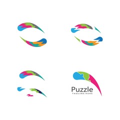 puzzle logo vector icon template