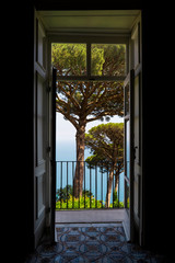 The beautiful gardens of Villa Rufolo in Ravello, Amalfi Coast in Italy