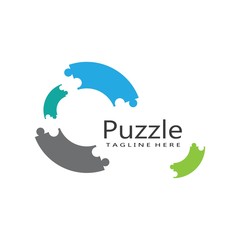 puzzle logo vector icon template