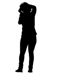 Young woman with smartphone on a white background