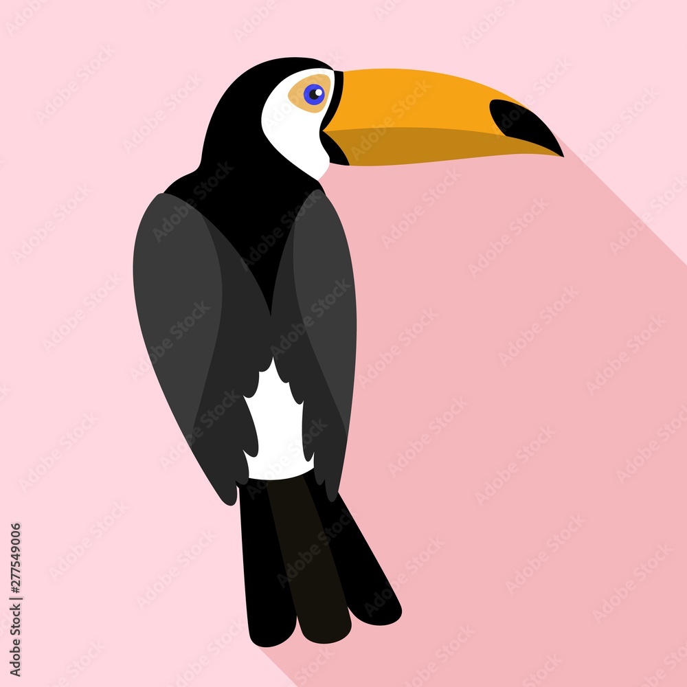 Poster toucan icon. flat illustration of toucan vector icon for web design