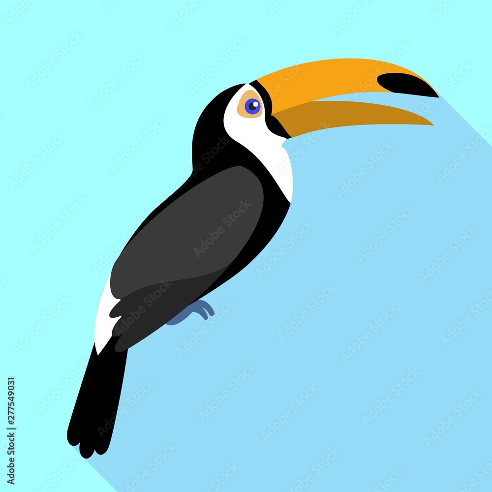 Poster toucan singing icon. flat illustration of toucan singing vector icon for web design