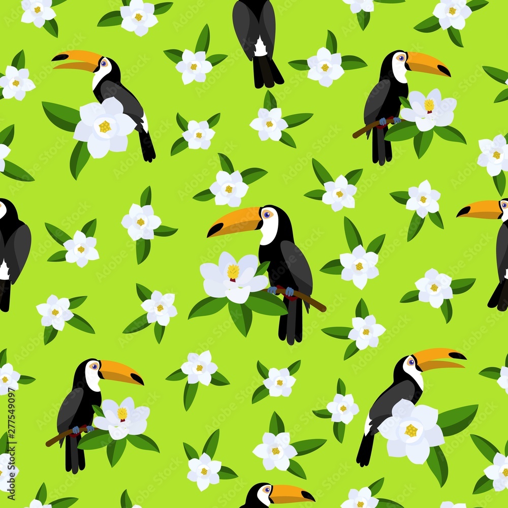 Aufkleber toucan bird pattern. flat illustration of toucan bird vector pattern for web design