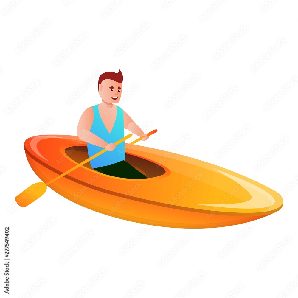 Poster man canoeing icon. cartoon of man canoeing vector icon for web design isolated on white background