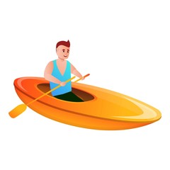 Man canoeing icon. Cartoon of man canoeing vector icon for web design isolated on white background