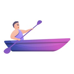 Man kayak activity icon. Cartoon of man kayak activity vector icon for web design isolated on white background