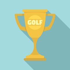 Golf gold cup icon. Flat illustration of golf gold cup vector icon for web design