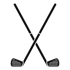 Crossed golf sticks icon. Simple illustration of crossed golf sticks vector icon for web design isolated on white background