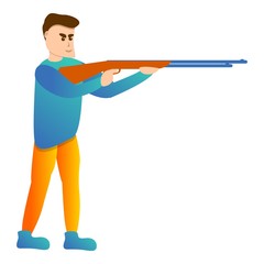 Man shotgun sport shooting icon. Cartoon of man shotgun sport shooting vector icon for web design isolated on white background
