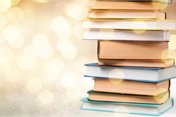 Stack of books isolated on white background