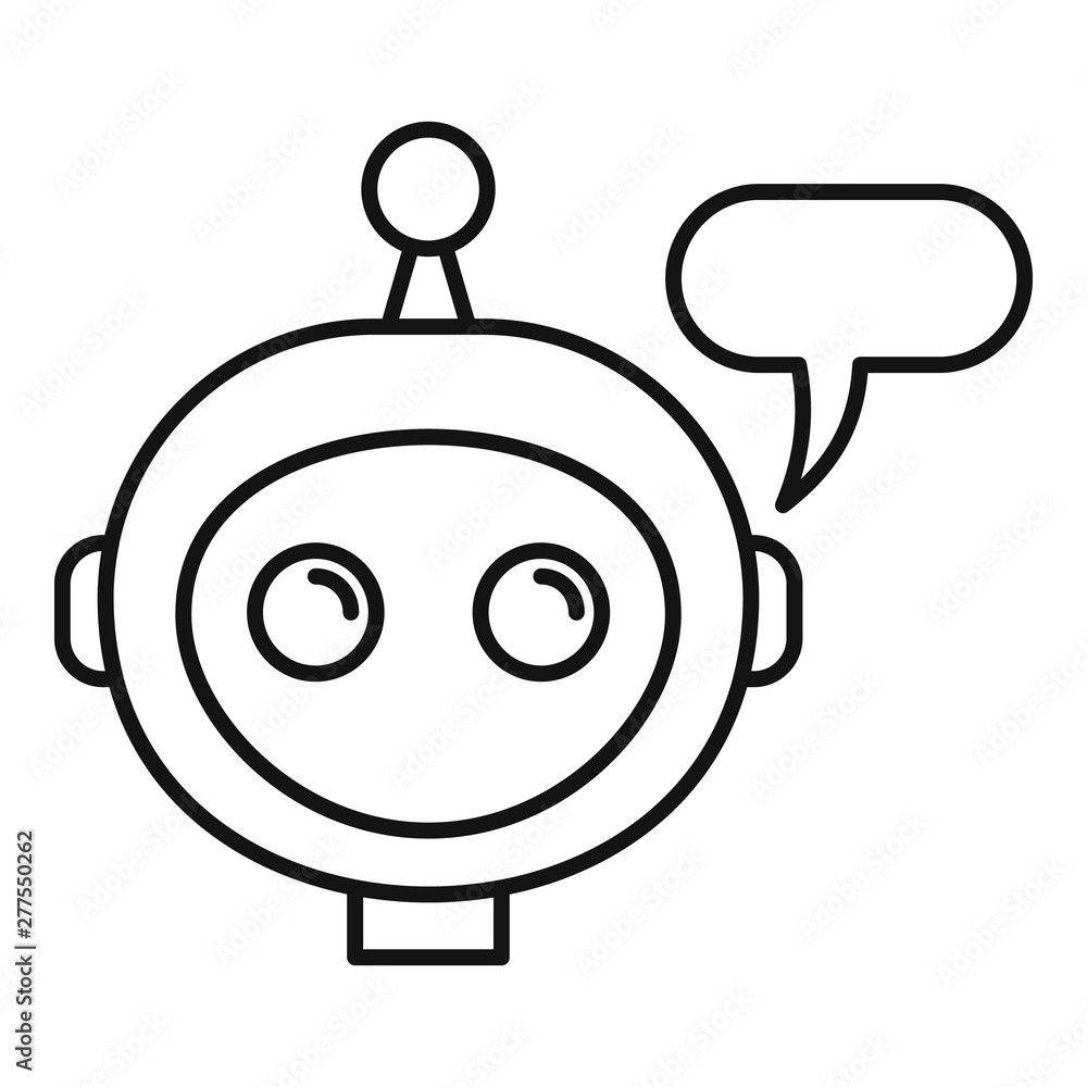 Poster mobile chatbot icon. outline mobile chatbot vector icon for web design isolated on white background