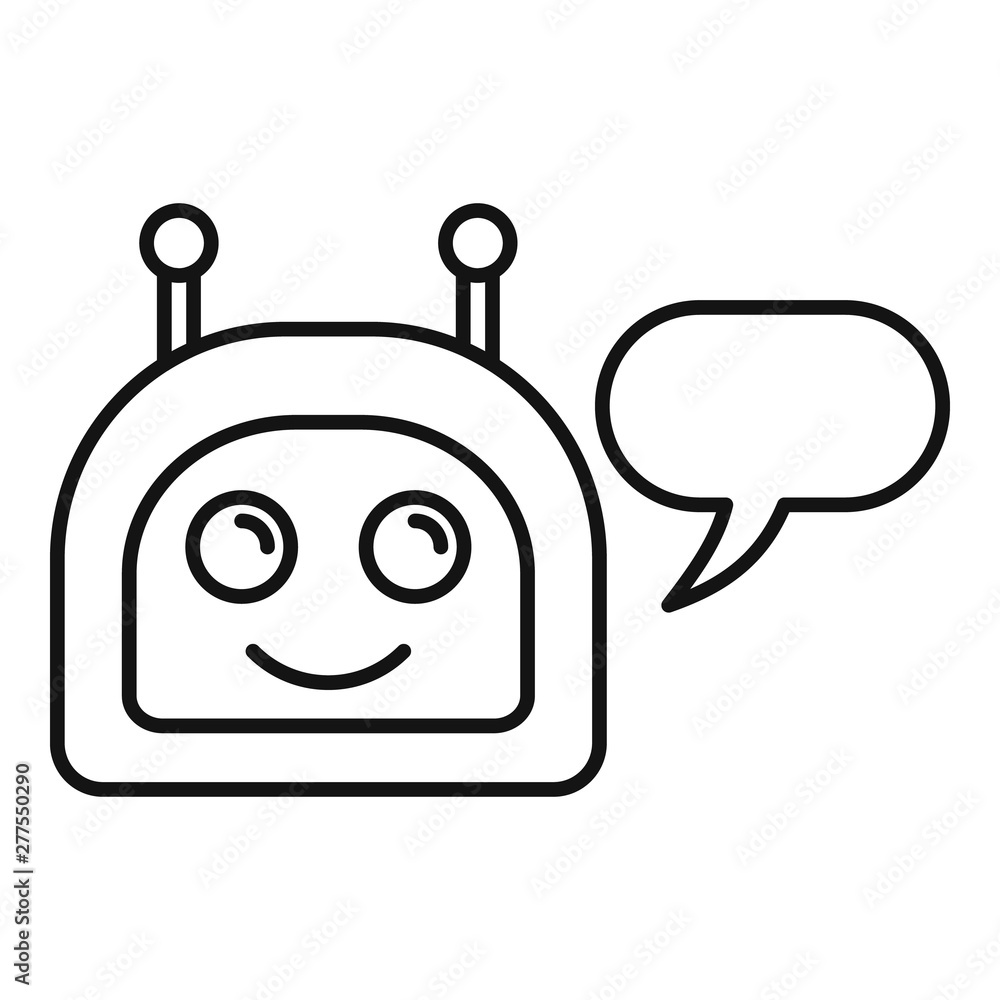 Poster happy chatbot icon. outline happy chatbot vector icon for web design isolated on white background