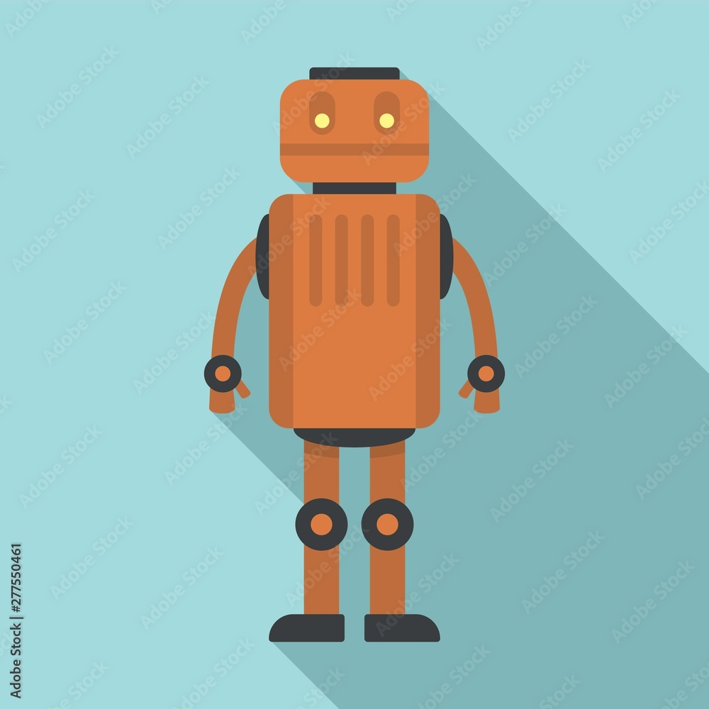 Poster old robot icon. flat illustration of old robot vector icon for web design