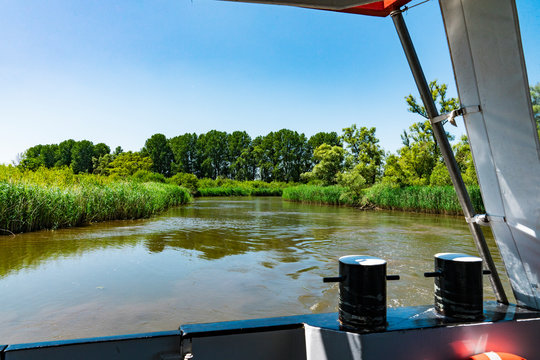 boat trip on river Amer. and creeks of National park Hollandse Biesbosch. Drimmelen, The Netherlands