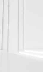 Modern white wall with glow light Background. Abstract Futuristic Design. 3d Rendering