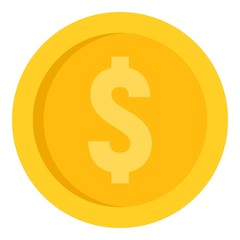 Dollar coin icon. Flat illustration of dollar coin vector icon for web design