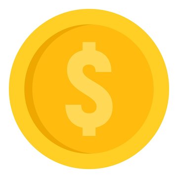 Dollar coin icon. Flat illustration of dollar coin vector icon for web design
