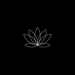 Water lily flower icon. Lotus line symbol Simple illustration of water lily flower vector icon for web. silhouette white on black