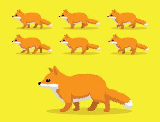 Fox Walking Animation Sequence Cartoon Vector