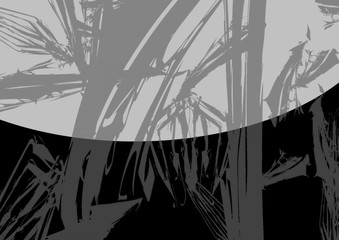Naklejka premium Black and white abstract shapes, dark background.