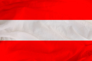 tourist holds with two hands a suitcase with the national flag of Austria, a symbol of vacation, immigration, politics