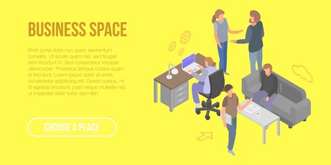 Business space concept banner. Isometric illustration of business space vector concept banner for web design