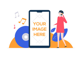 Listening to music - flat design style colorful illustration