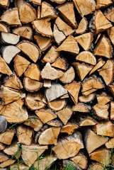 Fototapeta premium Split dry firewood ready for winter