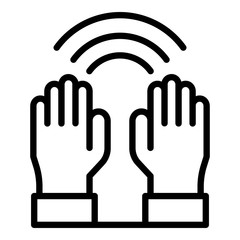 Healing with hands icon. Outline healing with hands vector icon for web design isolated on white background