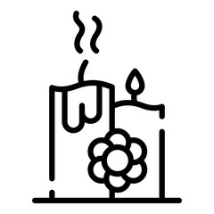 Burning spa candle icon. Outline burning spa candle vector icon for web design isolated on white background