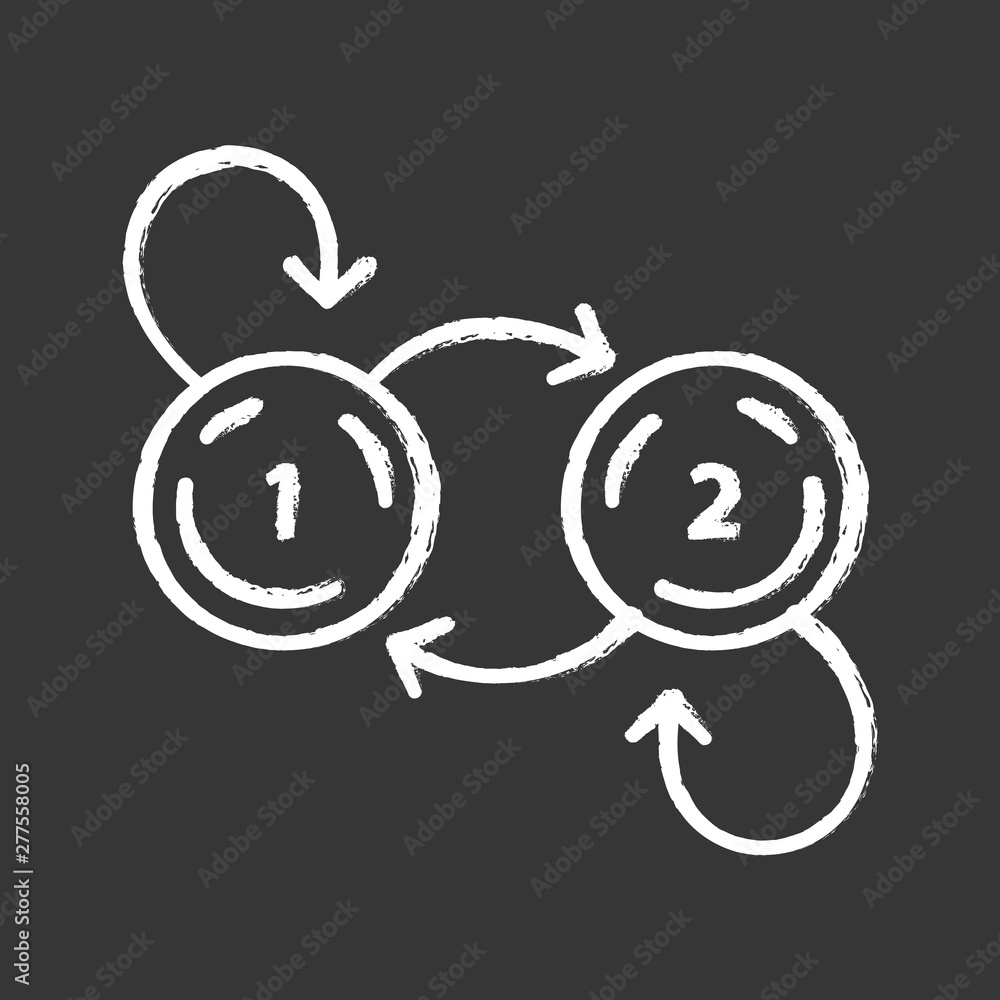 Aufkleber state diagram chalk icon. system behavior. object two states in response to external stimuli. comput