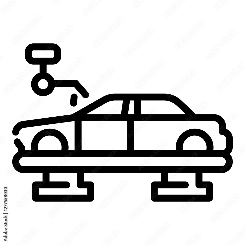 Poster car assembly line icon. outline car assembly line vector icon for web design isolated on white backg