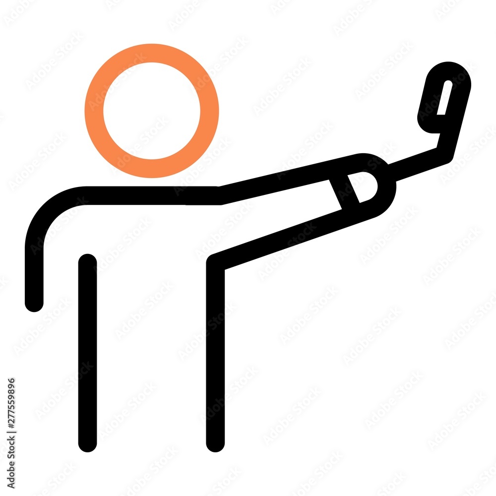 Poster man take selfie icon. outline man take selfie vector icon for web design isolated on white backgroun