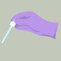 Hand holding a medicine pipette, vector illustration, flat